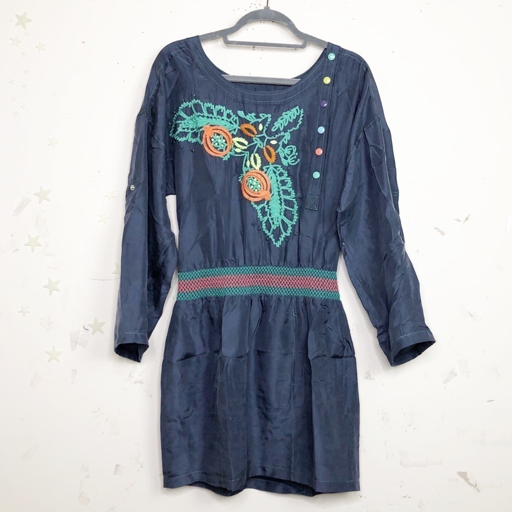 PLENTY by Tracy Reese blue silk embroidered mini dress - Picture 9 of 13